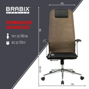 Кресло BRABIX PREMIUM "Ultimate EX-801" хром, плотная двойная сетка Х2, черное/коричневое, 532920 в Губахе - gubaha.mebel24.online | фото 6