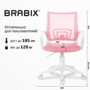 Кресло BRABIX "Fly MG-396W", с подлокотниками, пластик белый, сетка, розовое, 533008 в Губахе - gubaha.mebel24.online | фото 5