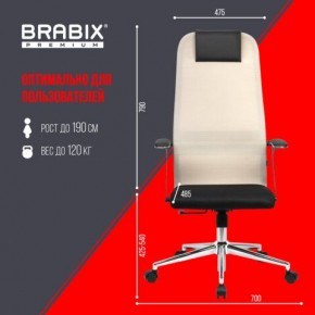 Кресло офисное BRABIX PREMIUM "Ultimate EX-801" хром, плотная двойная сетка Х2, черное/бежевое, 532919 в Губахе - gubaha.mebel24.online | фото 6