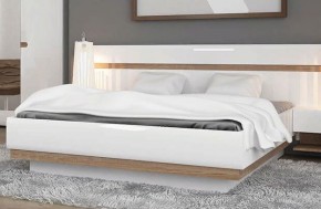 Кровать 140/TYP 91-01 с подъемником, LINATE ,цвет белый/сонома трюфель в Губахе - gubaha.mebel24.online | фото