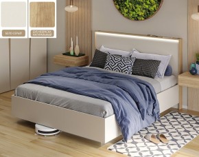 Кровать (Бело-серый U775 ST9/Дуб Небраска натуральный) 1400 в Губахе - gubaha.mebel24.online | фото