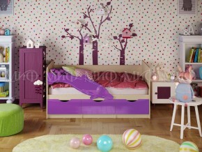 Кровать Дельфин-1 800*1600 (Фиолетовый металлик/дуб крафт белый) в Губахе - gubaha.mebel24.online | фото