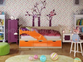 Кровать Дельфин-1 800*1600 (Оранжевый металлик/дуб крафт белый) в Губахе - gubaha.mebel24.online | фото