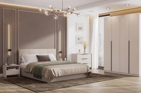 Кровать двойная №4 с основанием (Бежевый) в Губахе - gubaha.mebel24.online | фото 3