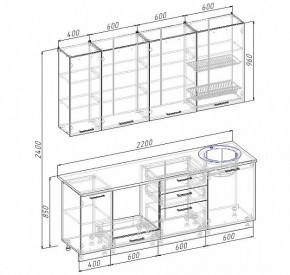 Кухонный гарнитур Антрацит 2200 (Стол. 38мм) в Губахе - gubaha.mebel24.online | фото 3
