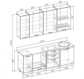 Кухонный гарнитур Графика 2200 (Стол. 26мм) в Губахе - gubaha.mebel24.online | фото 2