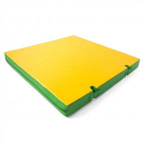 Мат гимнастический 1х1х0,1м с вырезом под стойки цв. зеленый-желтый в Губахе - gubaha.mebel24.online | фото 1