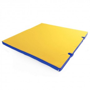 Мат гимнастический 1х1х0,08м с вырезом под стойки цв. синий-желтый в Губахе - gubaha.mebel24.online | фото 1