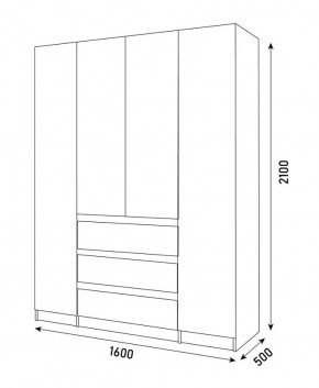 ПАРУС Шкаф 4-х ств. 1600 в Губахе - gubaha.mebel24.online | фото 3