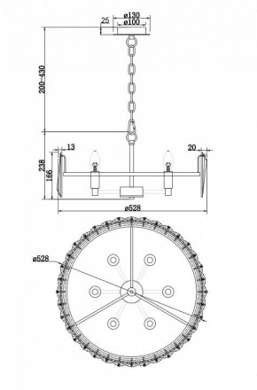 Подвесной светильник Maytoni Puntes MOD043PL-06G в Губахе - gubaha.mebel24.online | фото 4