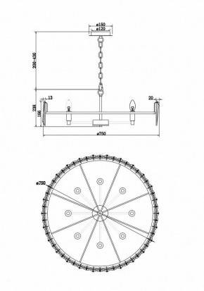 Подвесной светильник Maytoni Puntes MOD043PL-08CH в Губахе - gubaha.mebel24.online | фото 4