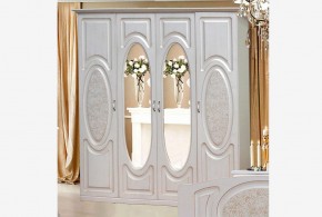 Прованс-2 Шкаф 4-х дверный с 2 зеркалами (Бежевый/Текстура белая платиной золото) в Губахе - gubaha.mebel24.online | фото
