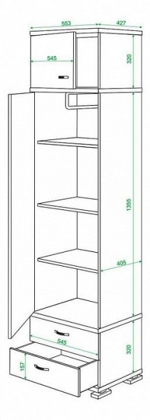 Шкаф платяной Домино КС-10 в Губахе - gubaha.mebel24.online | фото 3