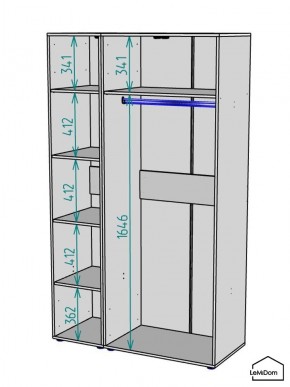 Шкаф Linnea MHR-3-1 2050х1200х510 (Графит-М 11.1.25) в Губахе - gubaha.mebel24.online | фото 3