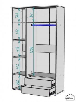 Шкаф Linnea MHR-3-2 2050х1200х510 (ДВ-М 11.1.25) в Губахе - gubaha.mebel24.online | фото 3