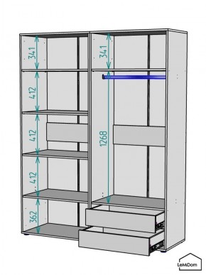 Шкаф Linnea MHR-4PO-2 2050х1600х510 (Белый-М 11.1.1) в Губахе - gubaha.mebel24.online | фото 3