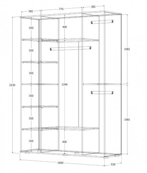 Шкаф Норден 1600 (Дуб Крафт золотой) в Губахе - gubaha.mebel24.online | фото 3