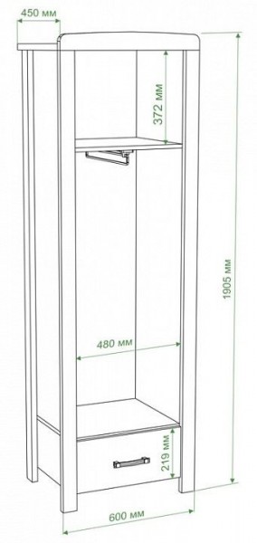 Шкаф платяной Бартоло Ш1Д в Губахе - gubaha.mebel24.online | фото 2