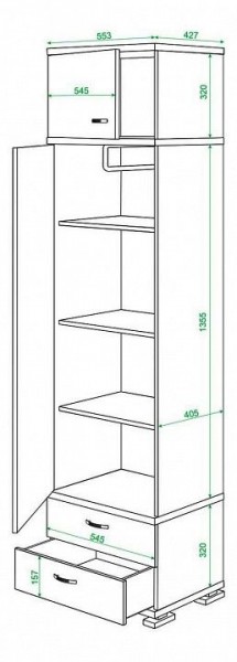 Шкаф платяной Домино КС-10 в Губахе - gubaha.mebel24.online | фото 3
