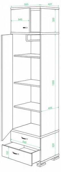 Шкаф платяной Домино КС-10 в Губахе - gubaha.mebel24.online | фото 2