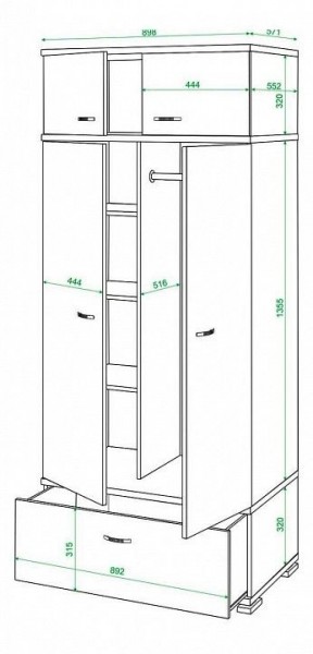 Шкаф платяной Домино КС-20 в Губахе - gubaha.mebel24.online | фото 3