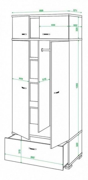 Шкаф платяной Домино КС-20 в Губахе - gubaha.mebel24.online | фото 3