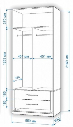 Шкаф платяной Нобиле Пл-95/60 в Губахе - gubaha.mebel24.online | фото 2