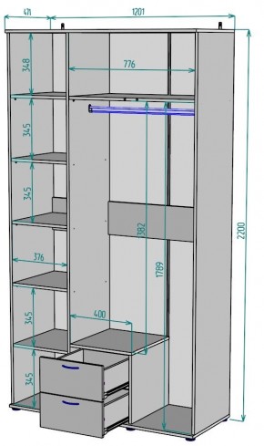 Шкаф с зеркалом Ольга H54_M в Губахе - gubaha.mebel24.online | фото 2