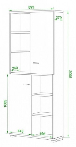 Стеллаж комбинированный Домино ПУ-30-2 в Губахе - gubaha.mebel24.online | фото 2