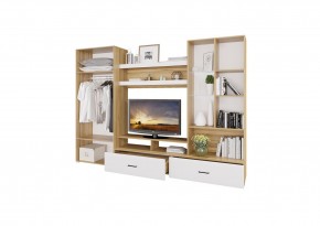 Стенка НЕНСИ 1 (Крафт золотой/Белый глянец) в Губахе - gubaha.mebel24.online | фото 2