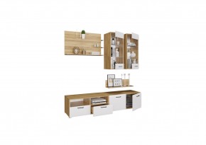 Стенка НЕНСИ 3 (Крафт золотой/Белый глянец) в Губахе - gubaha.mebel24.online | фото 2