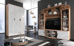 Стенка Виста (Белый глянец/Дуб крафт) в Губахе - gubaha.mebel24.online | фото 3