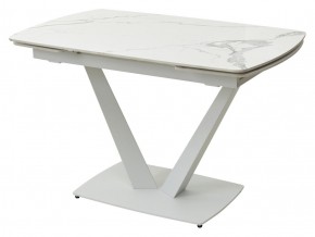 Стол ALATRI 120 GLOSS STATUARIO WHITE SOLID CERAMIC / WHITE, ®DISAUR в Губахе - gubaha.mebel24.online | фото 1