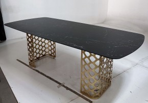 Стол CHIAVARI 220 KL-116 Черный мрамор матовый, итальянская керамика / бронзовый, ®DISAUR в Губахе - gubaha.mebel24.online | фото 4