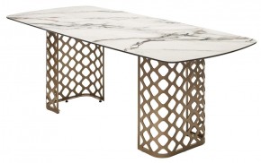 Стол CHIAVARI 220 KL-188 Контрастный мрамор матовый, итальянская керамика / Шампань, ®DISAUR в Губахе - gubaha.mebel24.online | фото