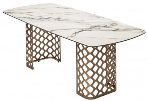 Стол CHIAVARI 220 KL-188 Контрастный мрамор матовый, итальянская керамика / Шампань, ®DISAUR в Губахе - gubaha.mebel24.online | фото 7