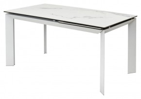 Стол CREMONA 140 HIGH GLOSS STATUARIO Белый мрамор глянцевый, керамика/ белый каркас, ®DISAUR в Губахе - gubaha.mebel24.online | фото 1