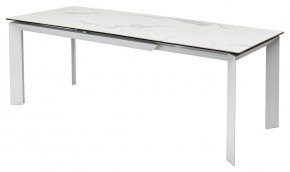 Стол CREMONA 140 HIGH GLOSS STATUARIO Белый мрамор глянцевый, керамика/ белый каркас, ®DISAUR в Губахе - gubaha.mebel24.online | фото 4