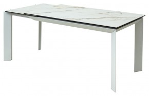 Стол CREMONA 180 KL-188 Контрастный мрамор матовый, итальянская керамика/ белый каркас, ®DISAUR в Губахе - gubaha.mebel24.online | фото 3