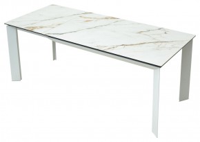 Стол CREMONA 180 KL-188 Контрастный мрамор матовый, итальянская керамика/ белый каркас, ®DISAUR в Губахе - gubaha.mebel24.online | фото 9