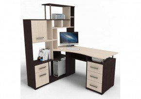 Компьютерный стол Джаз-15 146,5х130х174,6 левый венге / дуб молочный в Губахе - gubaha.mebel24.online | фото