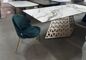 Стол ENNA 220 KL-188 Контрастный мрамор матовый, итальянская керамика/ каркас цвета шампань, ®DISAUR в Губахе - gubaha.mebel24.online | фото 8