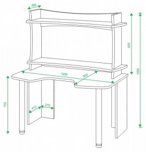 Стол компьютерный Домино lite СКЛ-Игр140 в Губахе - gubaha.mebel24.online | фото 2