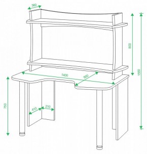 Стол компьютерный Домино Lite СКЛ-Игр140+НКИЛ140ВЛ в Губахе - gubaha.mebel24.online | фото 3