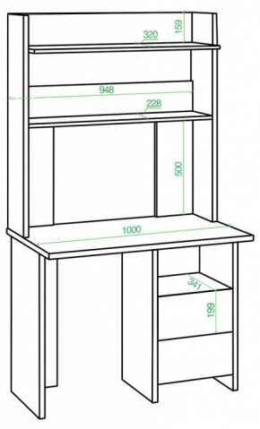 Стол компьютерный Домино Lite СКЛ-Прям100Р+НКЛХ-100 в Губахе - gubaha.mebel24.online | фото 2