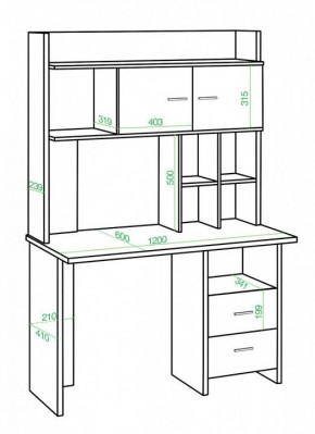 Стол компьютерный Домино Lite СКЛ-Прям120+НКЛХ-120 в Губахе - gubaha.mebel24.online | фото 2