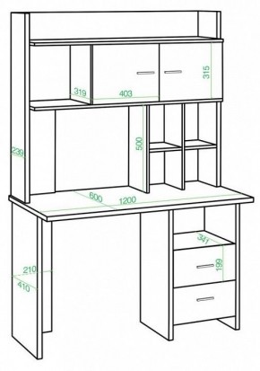 Стол компьютерный Домино lite СКЛ-Прям120+НКЛХ-120 в Губахе - gubaha.mebel24.online | фото 2