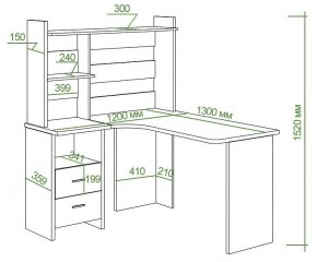 Стол компьютерный Домино Lite СКЛ-Угл130+НКЛ-120 в Губахе - gubaha.mebel24.online | фото 3