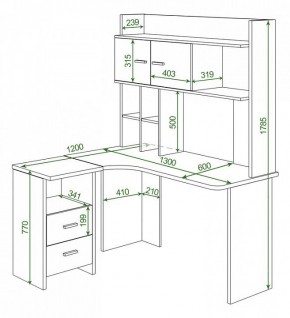 Стол компьютерный Домино Lite СКЛ-Угл130+НКЛХ-130 в Губахе - gubaha.mebel24.online | фото 2