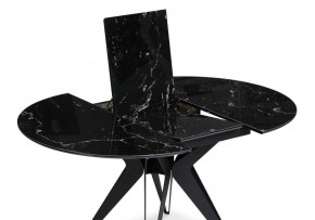 Стол стеклянный Рикла 110(150)х110х76 черный мрамор / черный в Губахе - gubaha.mebel24.online | фото 4